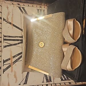 $79.00 Nina NY sparkly Gold heels 8.5 Dressy Shoes and a 79.00 GIANI BERNINI bag